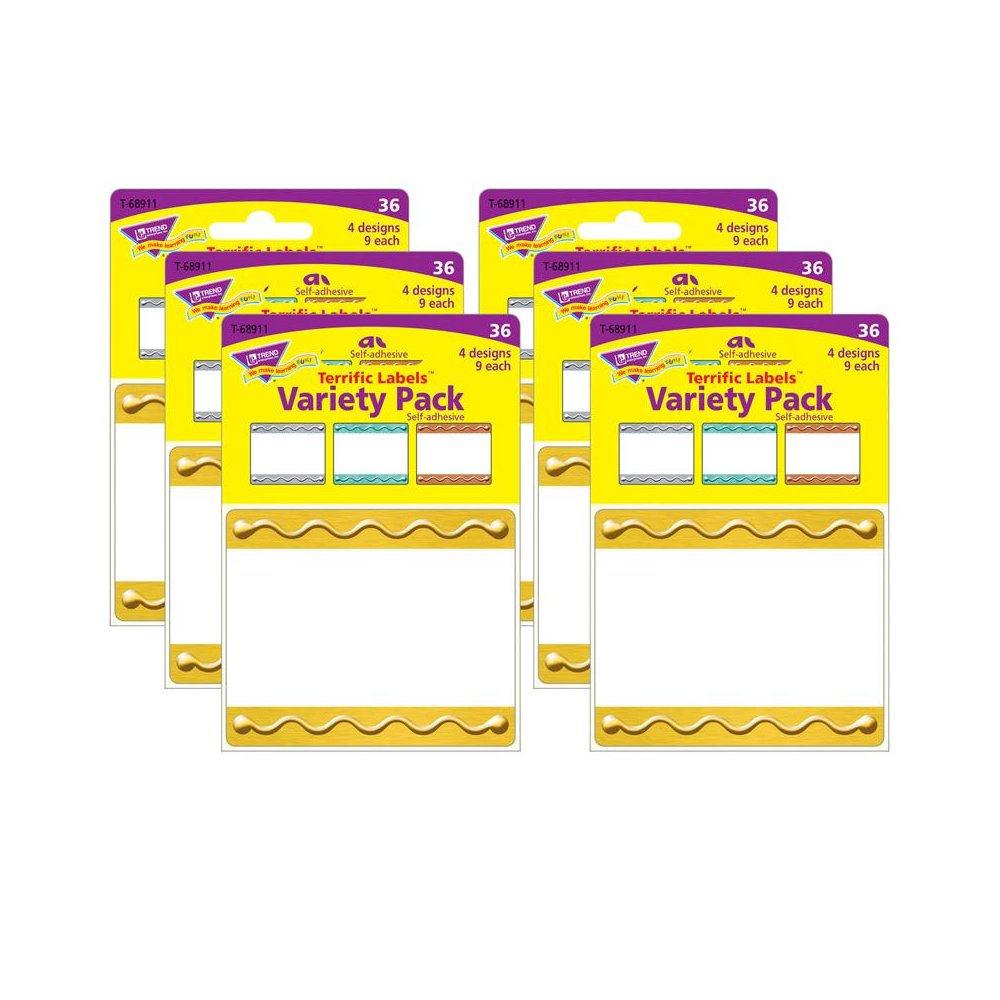 I Love Metal Embossed Terrific Labels Variety Pack, 36 Per Pack, 6 Packs. Picture 1