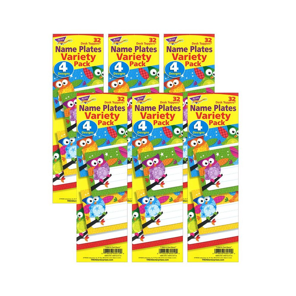 Owl-Stars! Desk Toppers Name Plates Variety Pack, 32 Per Pack, 6 Packs. Picture 1