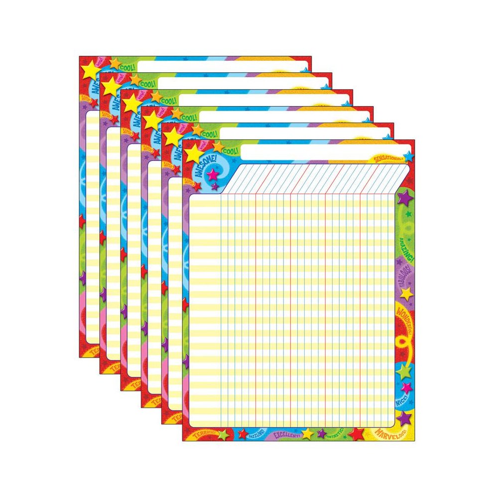 Praise Words 'n Stars Incentive Chart, 17" x 22", Pack of 6. Picture 1