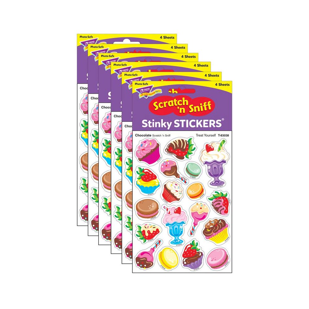 Treat Yourself/Chocolate Mixed Shapes Stinky Stickers, 72 Per Pack, 6 Packs. Picture 1