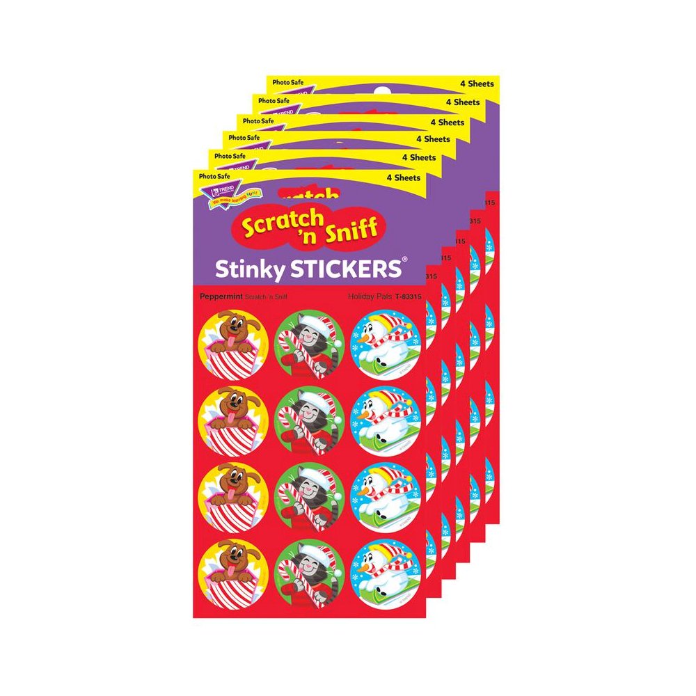 Holiday Pals/Peppermint Stinky Stickers, 48 Per Pack, 6 Packs. Picture 1