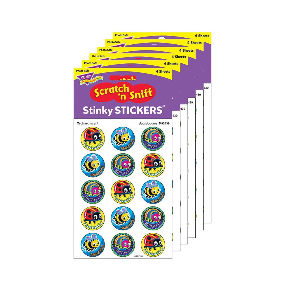 Bug Buddies/Orchard Stinky Stickers, 60 Per Pack, 6 Packs. Picture 1