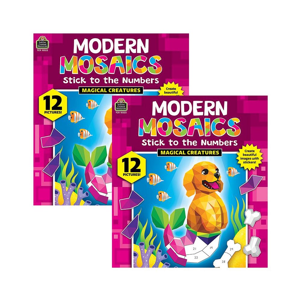 Magical Creatures Modern Mosaics Stick to the Numbers Activity Book, Pack of 2. Picture 1