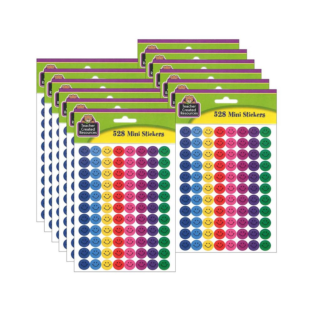 Happy Faces Mini Stickers, 528 Per Pack, 12 Packs. Picture 1