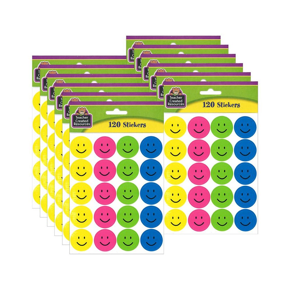 Happy Faces Stickers, 120 Per Pack, 12 Packs. Picture 1