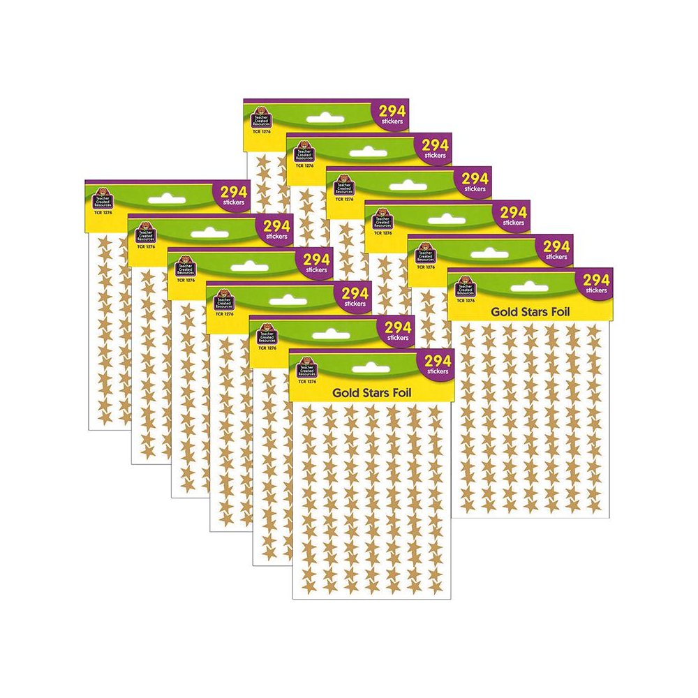 Gold Stars Foil Stickers, 294 Per Pack, 12 Packs. Picture 1