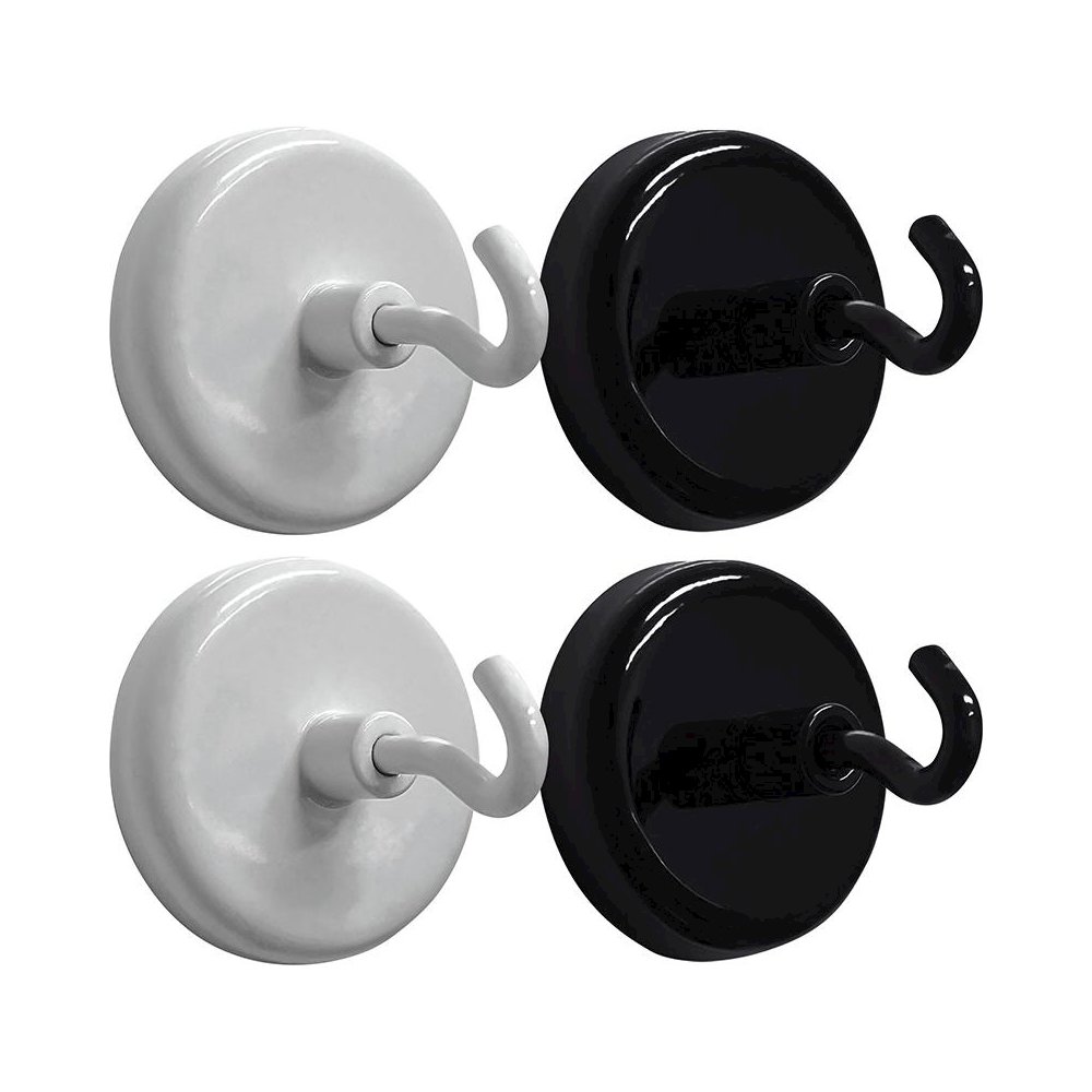 Black & White Magnetic Hooks, Pack of 4. Picture 1