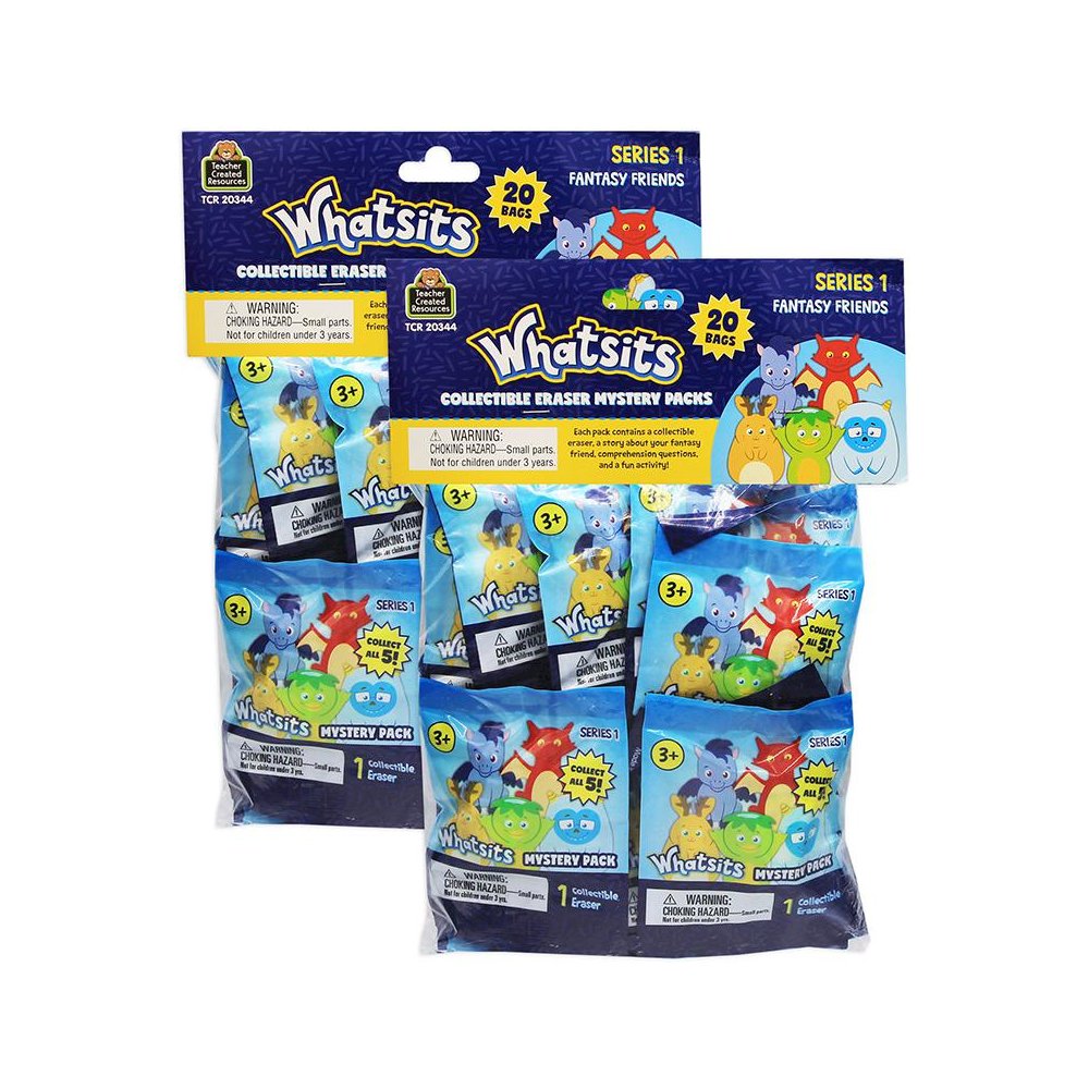 Whatsits Collectable Erasers Mystery Packs: Fantasy Friends, 20 Per Set, 2 Sets. Picture 1