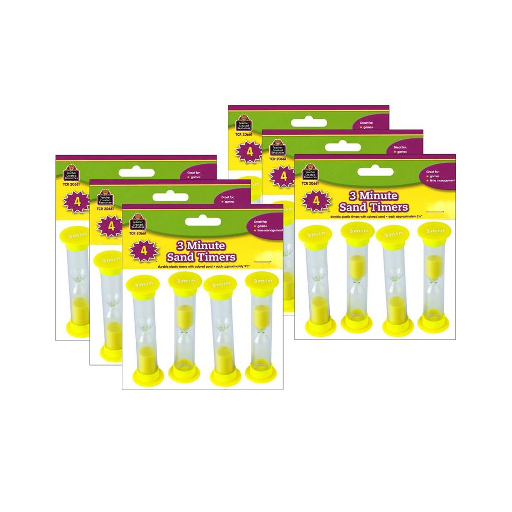 Sand Timers, Small, 3 Minute, 4 Per Pack, 6 Packs. Picture 1
