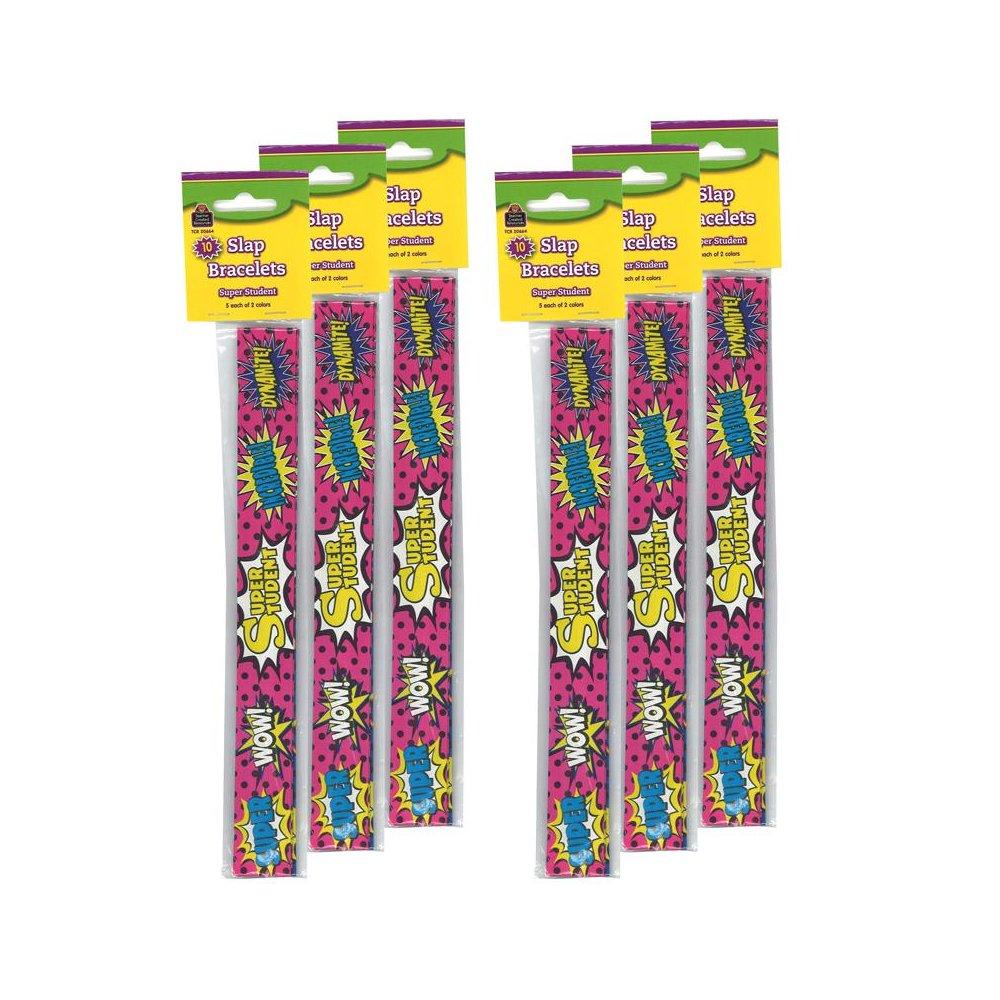 Superhero Super Student Slap Bracelets, 10 Per Pack, 6 Packs. Picture 1