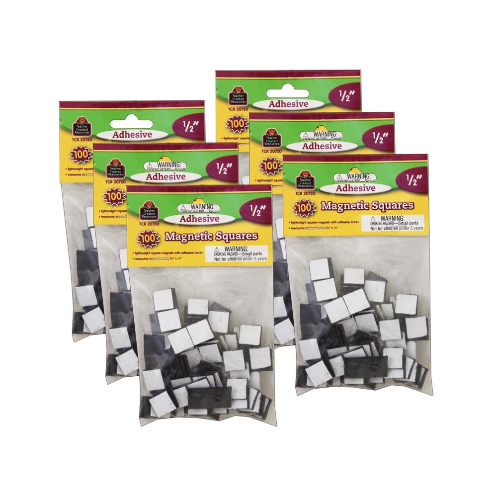 Adhesive Magnetic Squares, 100 Per Pack, 6 Packs. Picture 1