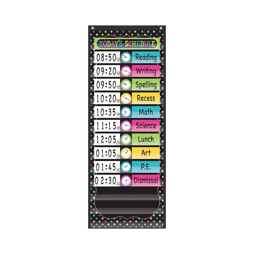 CHALKBOARD BRIGHTS 14 POCKET DAILY SCHEDULE POCKET CHART 13X34. Picture 1
