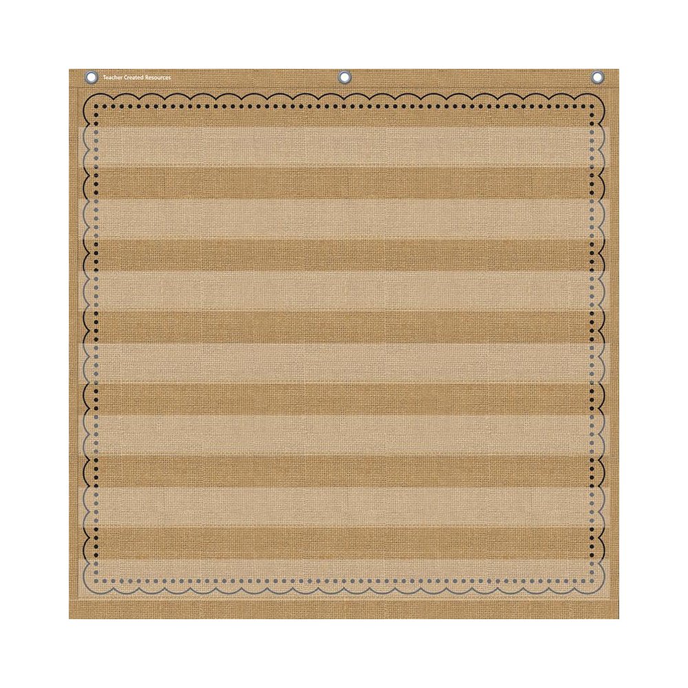 7-Pocket Pocket Chart, Burlap Design, 28" x 28". Picture 1
