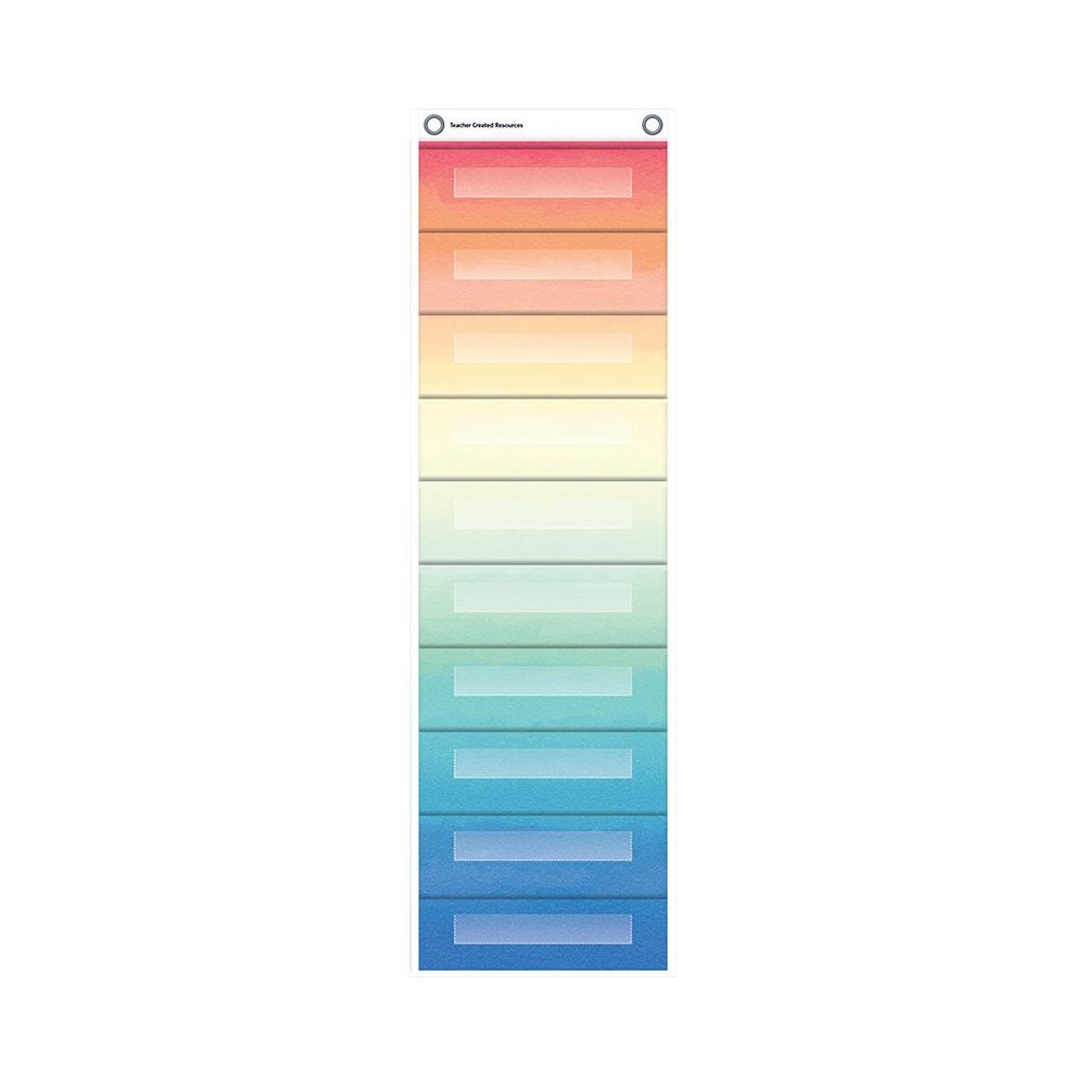 File Storage Pocket Chart, 10 Pockets, Watercolor, 14" x 58". Picture 1