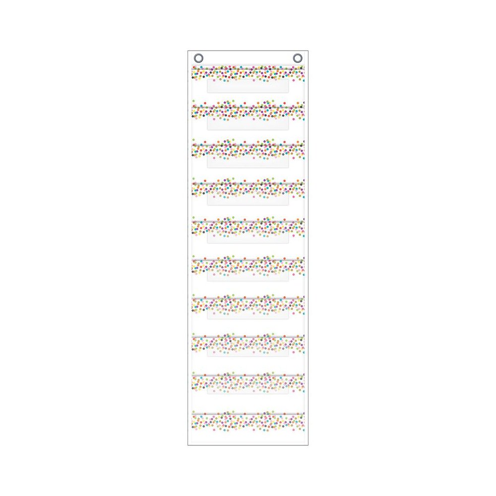 File Storage Pocket Chart, 10 Pockets, Confetti, 14" x 58". Picture 1