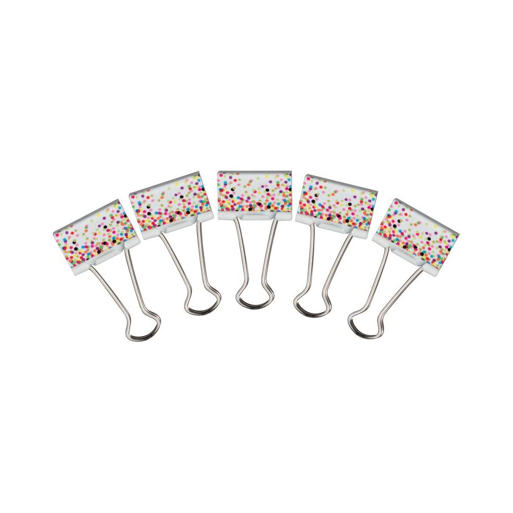 Confetti Binder Clips, Medium, 8 Per Pack, 6 Packs. Picture 1