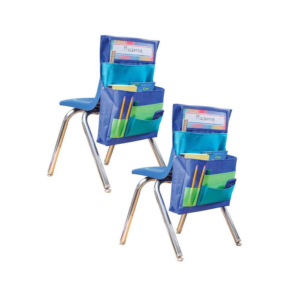 Blue, Teal & Lime Chair Pocket, Pack of 2. Picture 1