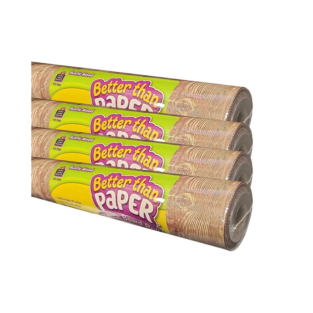 Better Than Paper Bulletin Board Roll, 4' x 12', Rustic Wood Design, 4 Rolls. Picture 1