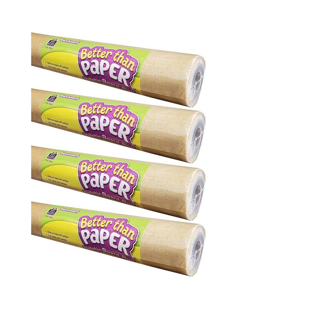 Better Than Paper Bulletin Board Roll, 4' x 12', Parchment, Pack of 4. Picture 1