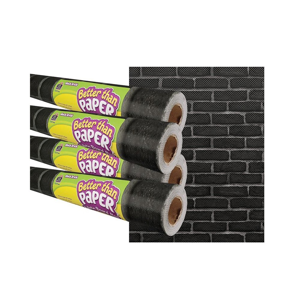 Black Brick Better Than Paper Bulletin Board Roll, 4' x 12', Pack of 4. Picture 1