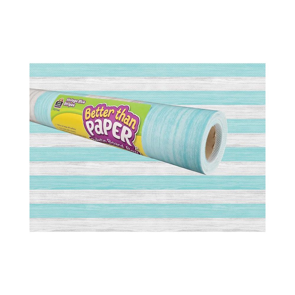 Vintage Blue Stripes Better Than Paper Bulletin Board Roll, 4' x 12', Pack of 4. Picture 1