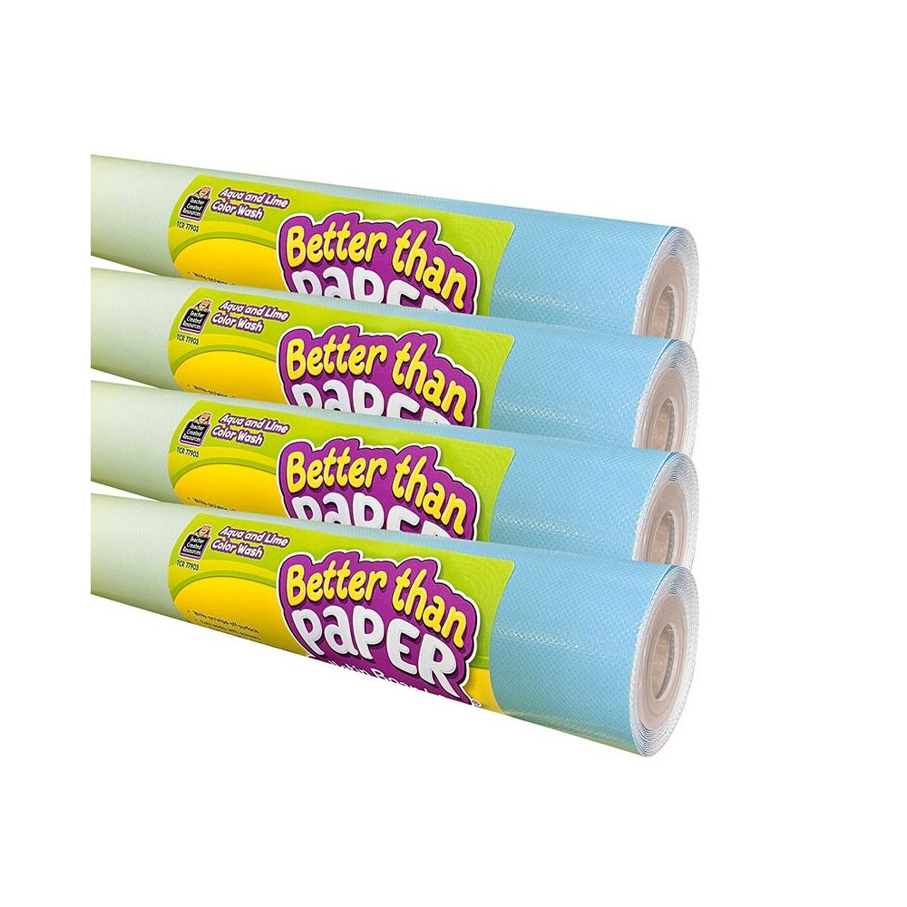 Better Than Paper Bulletin Board Roll, Agua and Lime Color Wash, 4-Pack. Picture 1