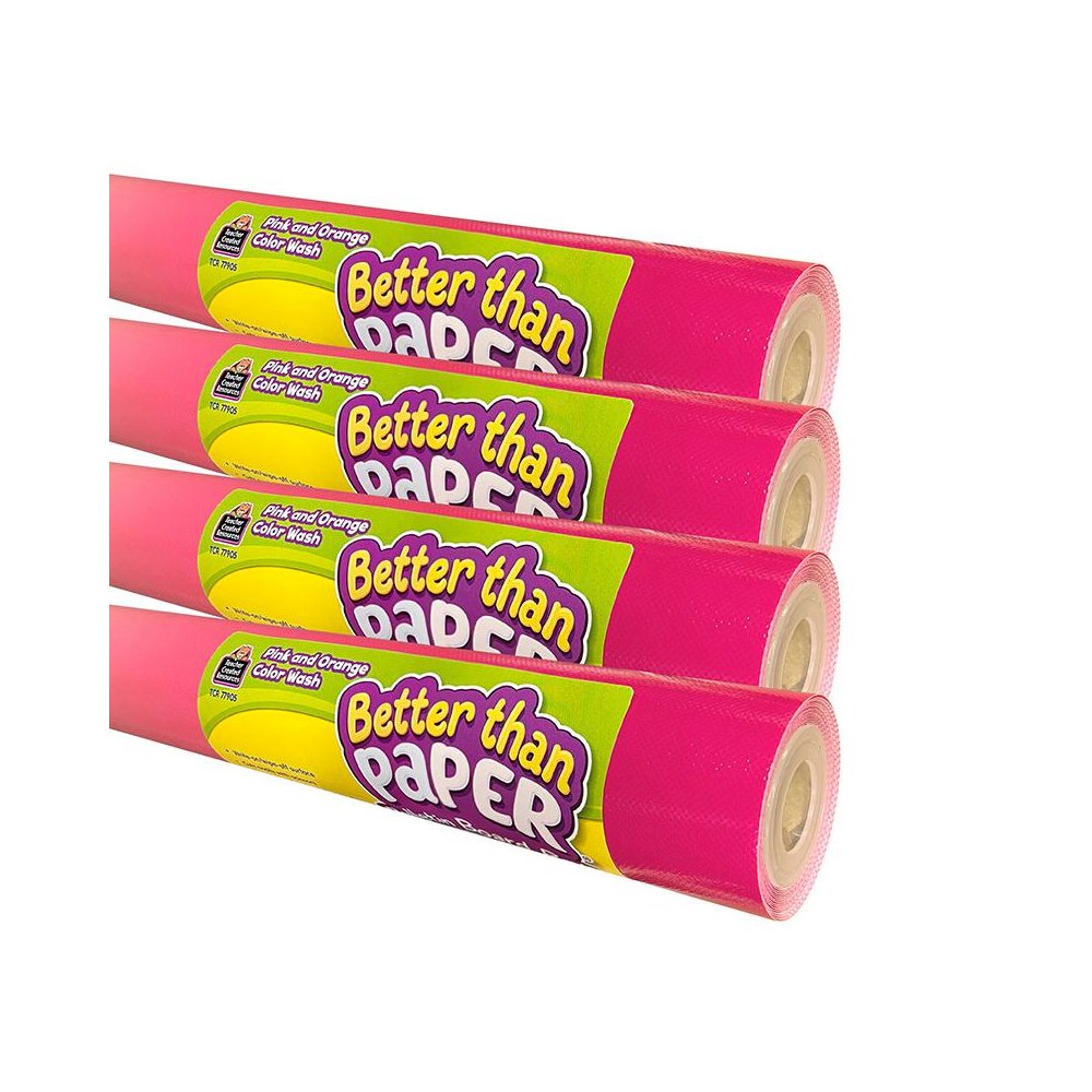 Pink and Orange Color Wash Better Than Paper Bulletin Board Roll 4-Pack. Picture 1