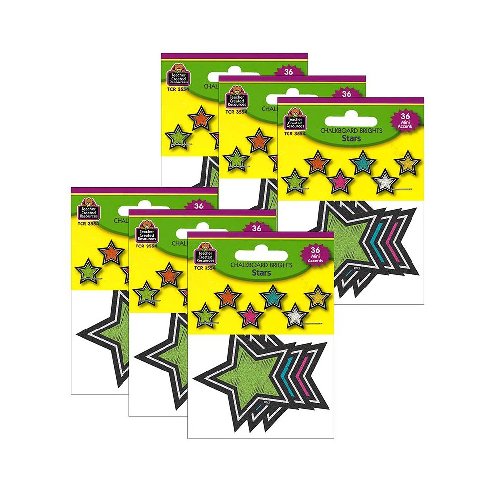 Chalkboard Brights Stars Mini Accents, 36 Per Pack, 6 Packs. Picture 1