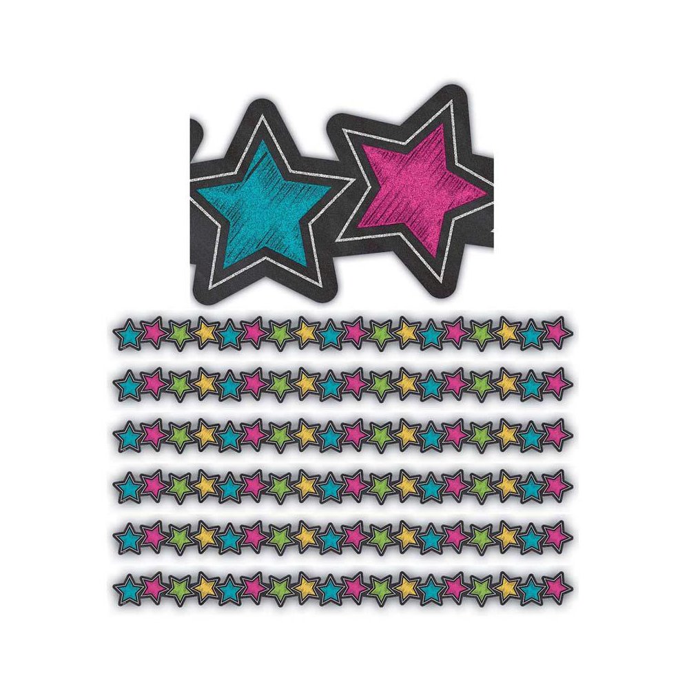 Chalkboard Brights Stars Die-Cut Border Trim, 35 Feet Per Pack, 6 Packs. Picture 1