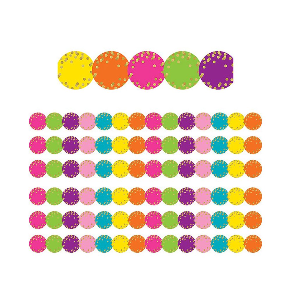 Confetti Circles Die-Cut Border Trim, 35 Feet Per Pack, 6 Packs. Picture 1