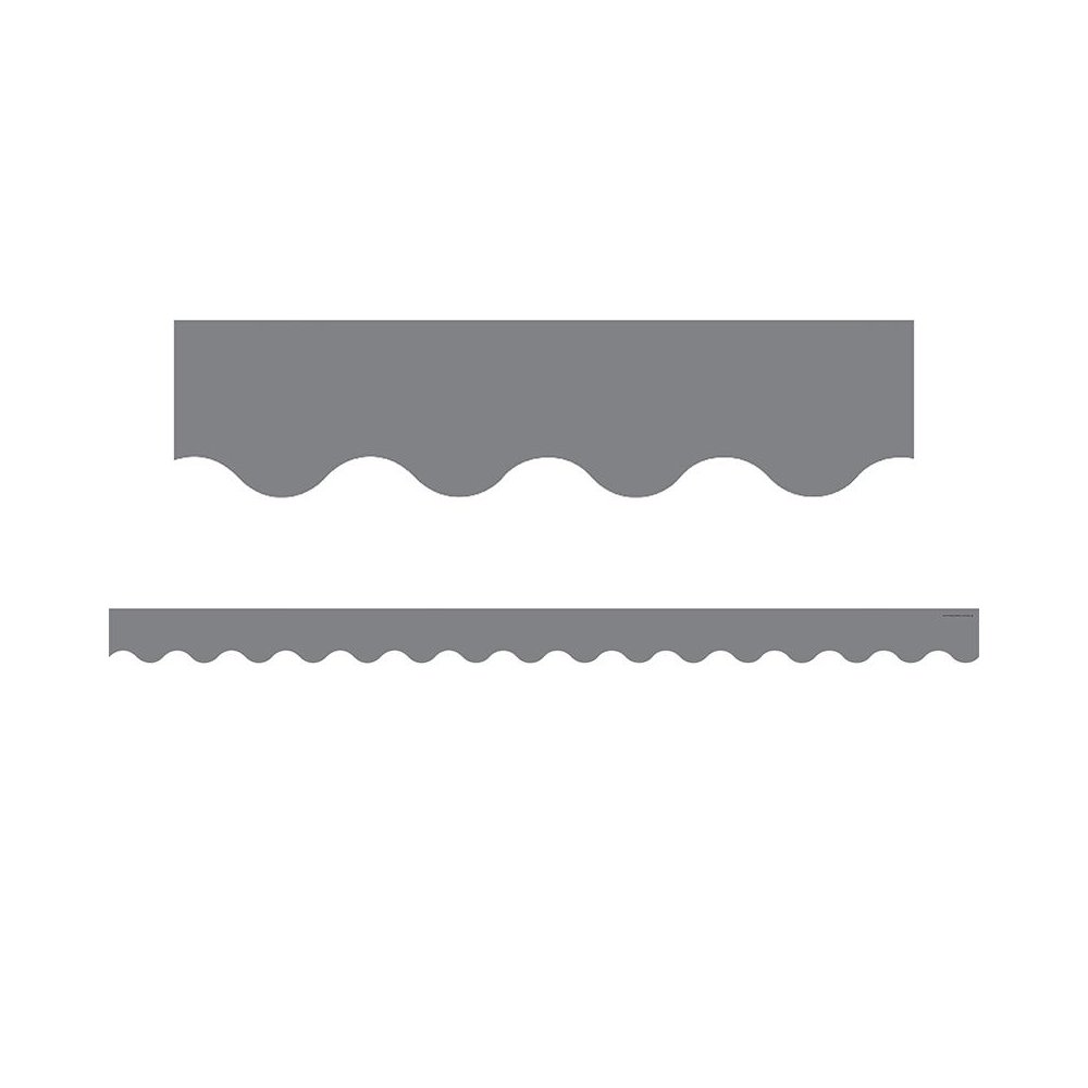 Gray Scalloped Border Trim, 35 Feet Per Pack, 6 Packs. Picture 1