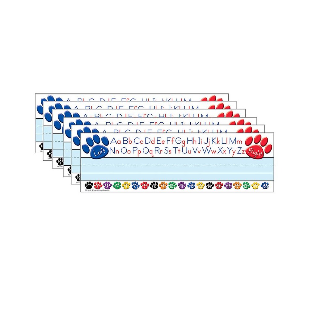 Colorful Paw Prints Left/Right Alphabet Name Plates, 36 Per Pack, 6 Packs. Picture 1