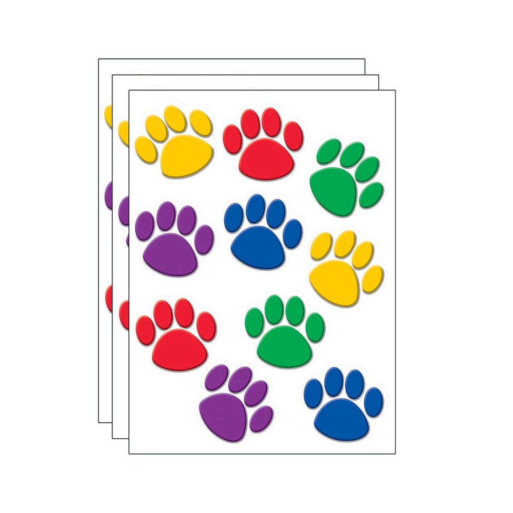 Colorful Paw Print Accents, 30 Per Pack, 3 Packs. Picture 1
