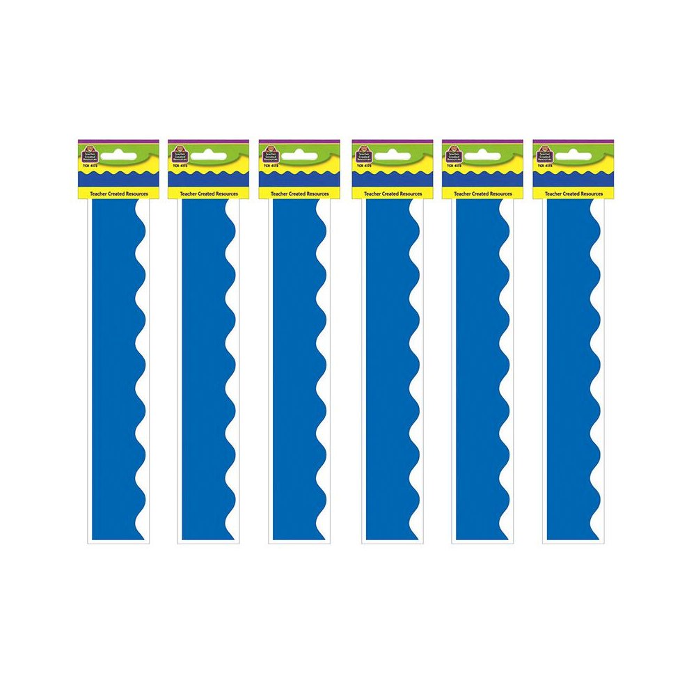 Blue Scalloped Border Trim, 35 Feet Per Pack, 6 Packs. Picture 1