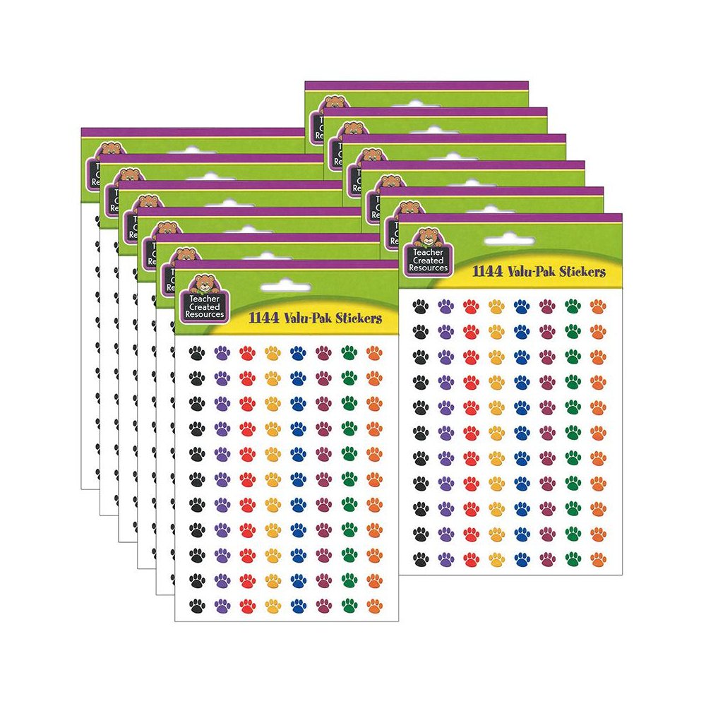 Colorful Paw Prints Mini Stickers Valu-Pak, 1144 Per Pack, 6 Packs. Picture 1