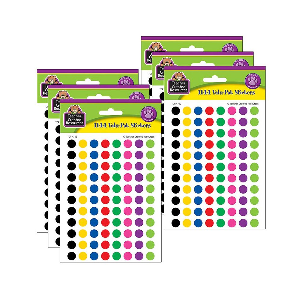 Mini Colorful Circles Valu-Pak Stickers, 1144 Per Pack, 6 Packs. Picture 1