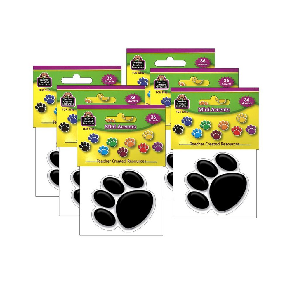 Colorful Paw Prints Mini Accents, 36 Per Pack, 6 Packs. Picture 1