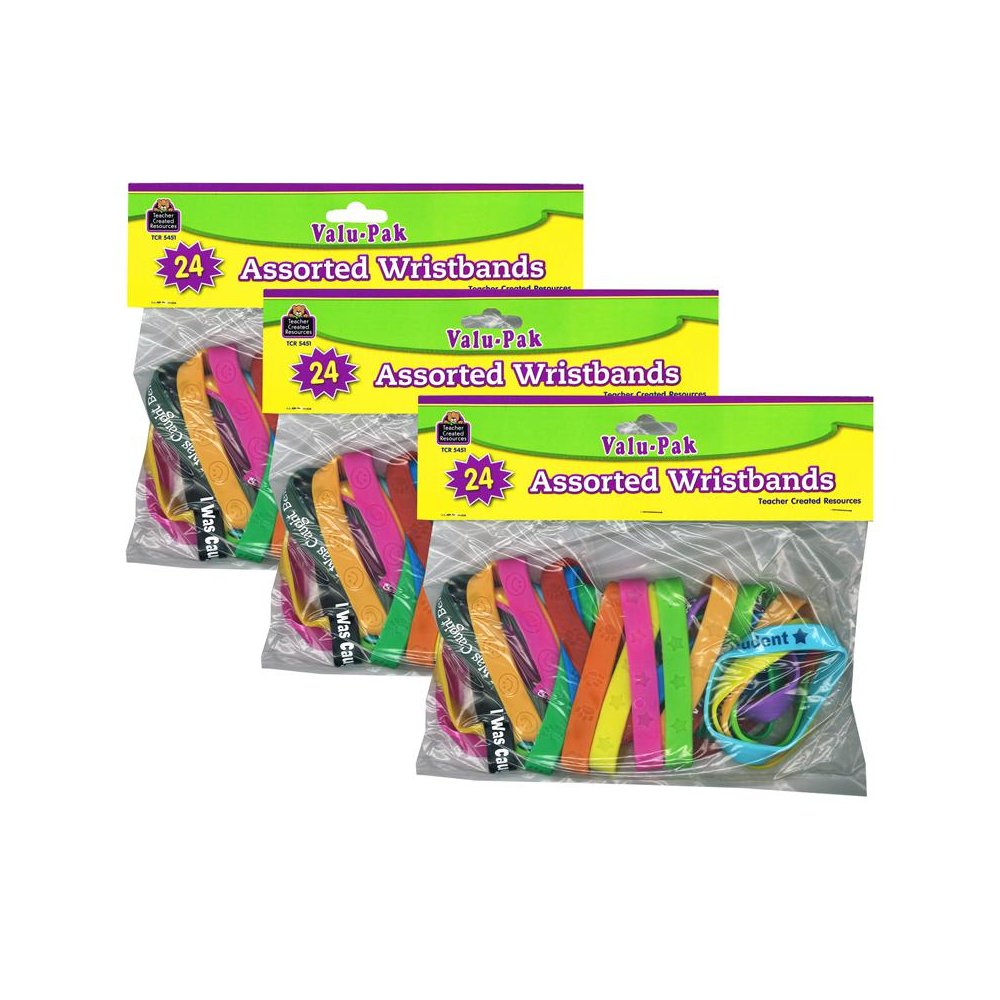 Wristbands Valu-Pak, Assorted, 24 Per Pack, 3 Packs. Picture 1