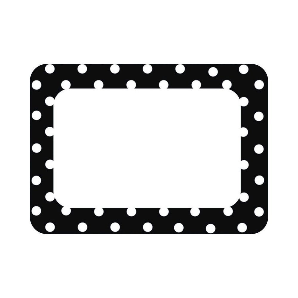 Black Polka Dots 2 Name Tags/Labels, 36 Per Pack, 6 Packs. Picture 1