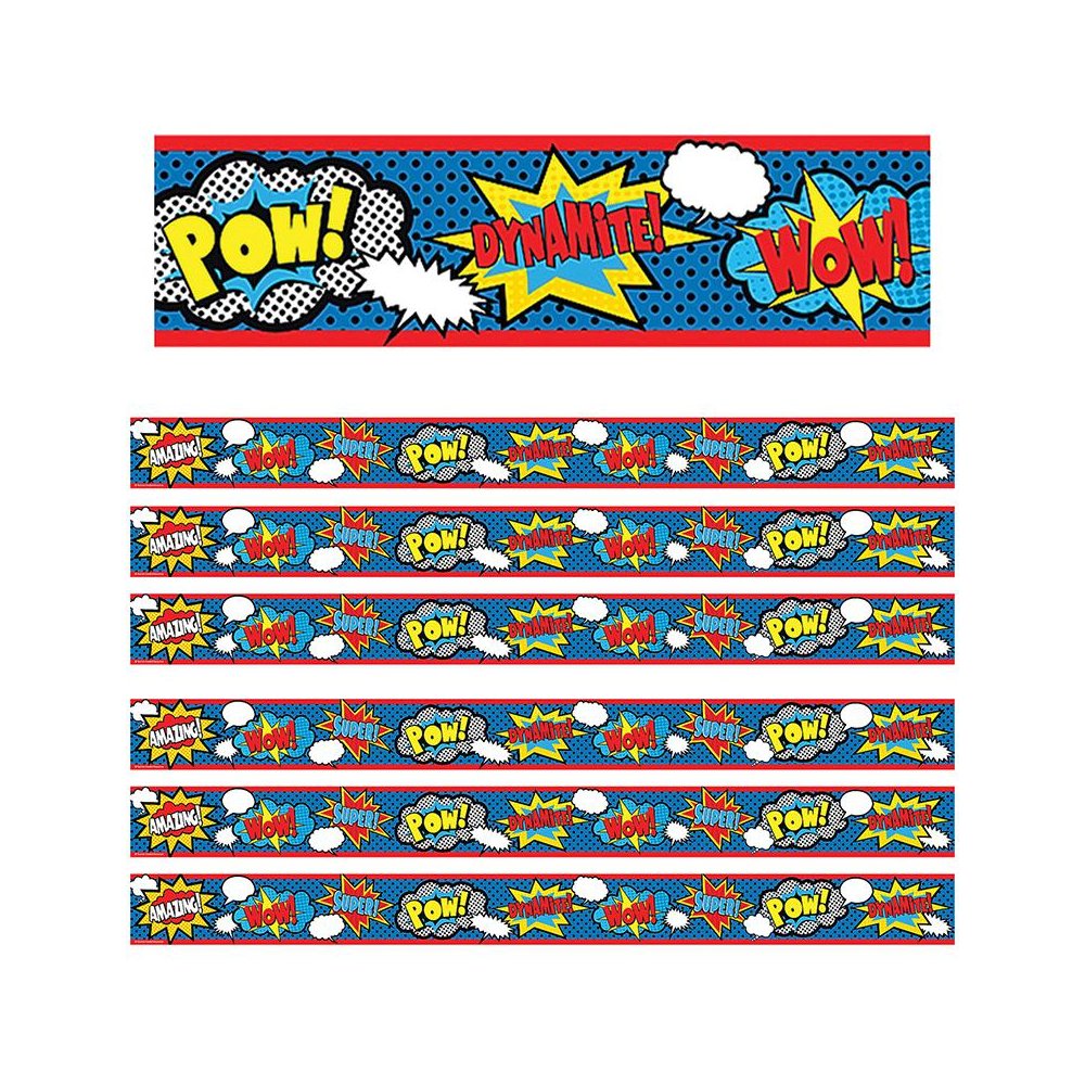 Superhero Straight Border Trim, 35 Feet Per Pack, 6 Packs. Picture 1