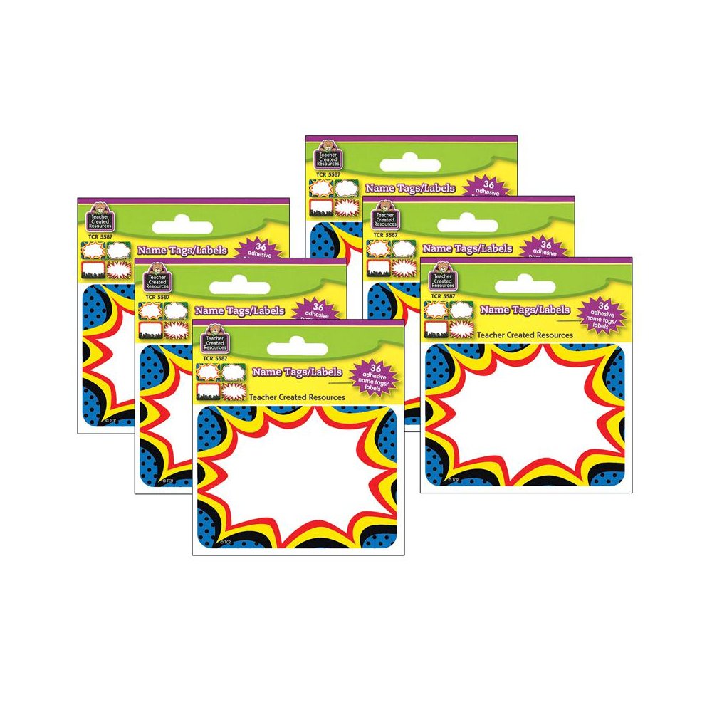 Superhero Name Tags/Labels, 36 Per Pack, 6 Packs. Picture 1
