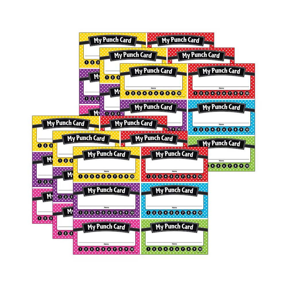 Polka Dots Punch Cards, 60 Per Pack, 6 Packs. Picture 1
