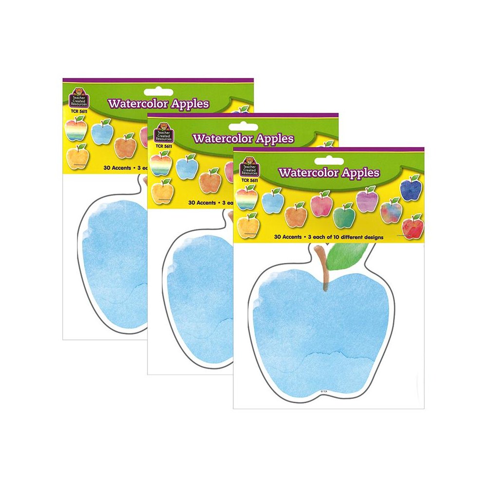 Watercolor Apples Accents, 30 Per Pack, 3 Packs. Picture 1