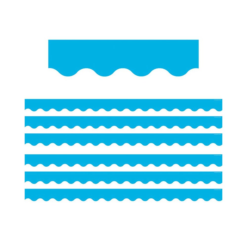 Aqua Scalloped Border Trim, 35 Feet Per Pack, 6 Packs. Picture 1