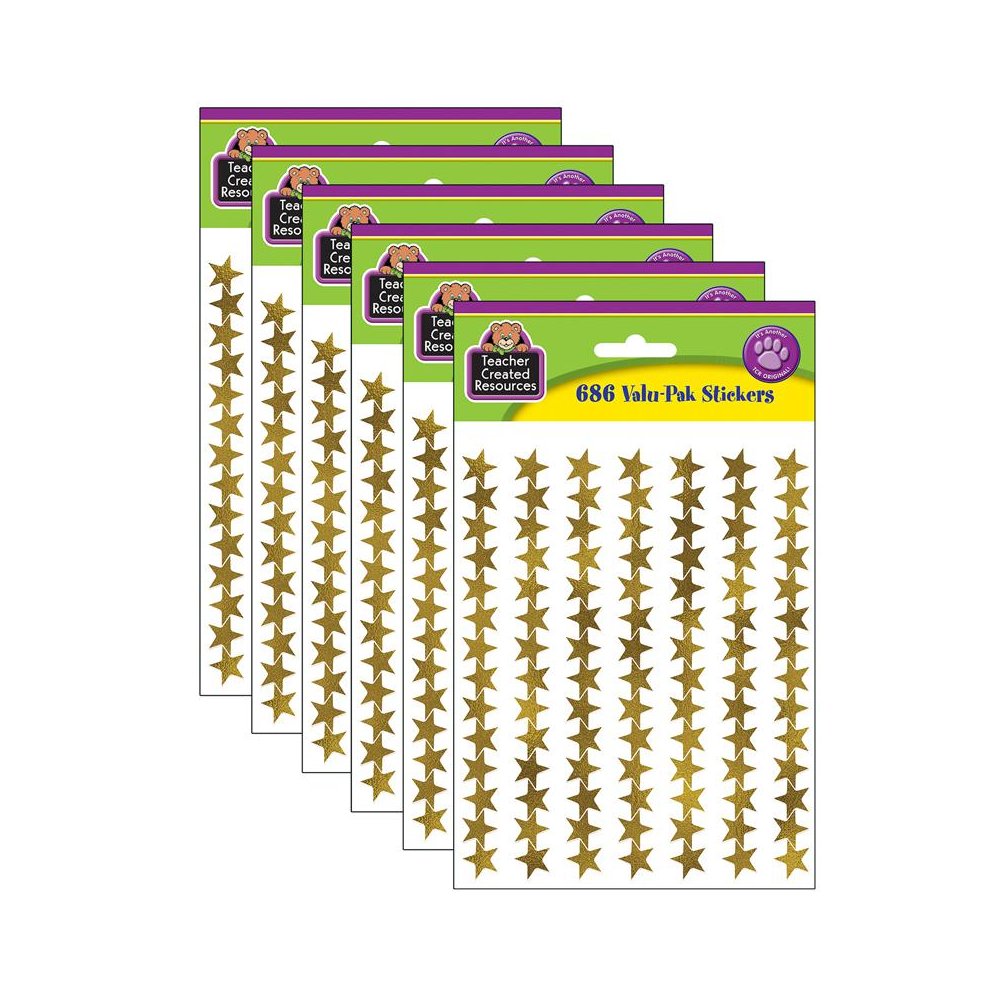 Gold Foil Star Stickers Valu-Pak, 686 Per Pack, 6 Packs. Picture 1