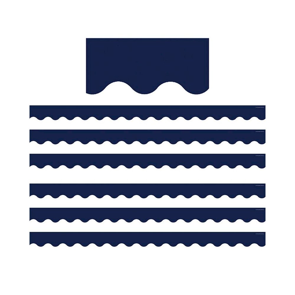 Navy Scalloped Border Trim, 35 Feet Per Pack, 6 Packs. Picture 1