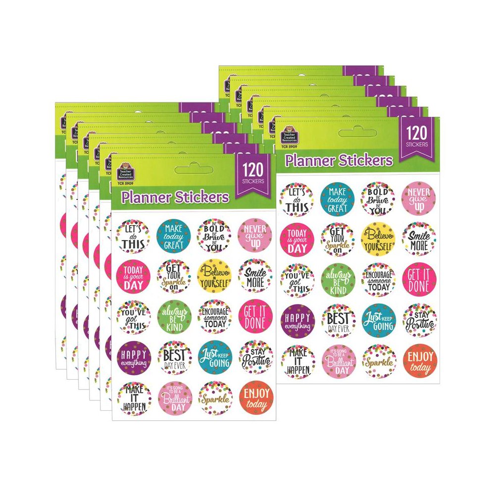 Confetti Words to Inspire Stickers, 120 Stickers Per Pack, 12 Packs. Picture 1