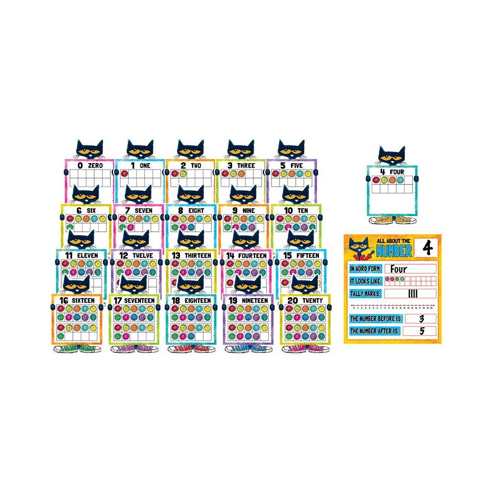 Pete the Cat Numbers 0-20 Bulletin Board Set. Picture 1