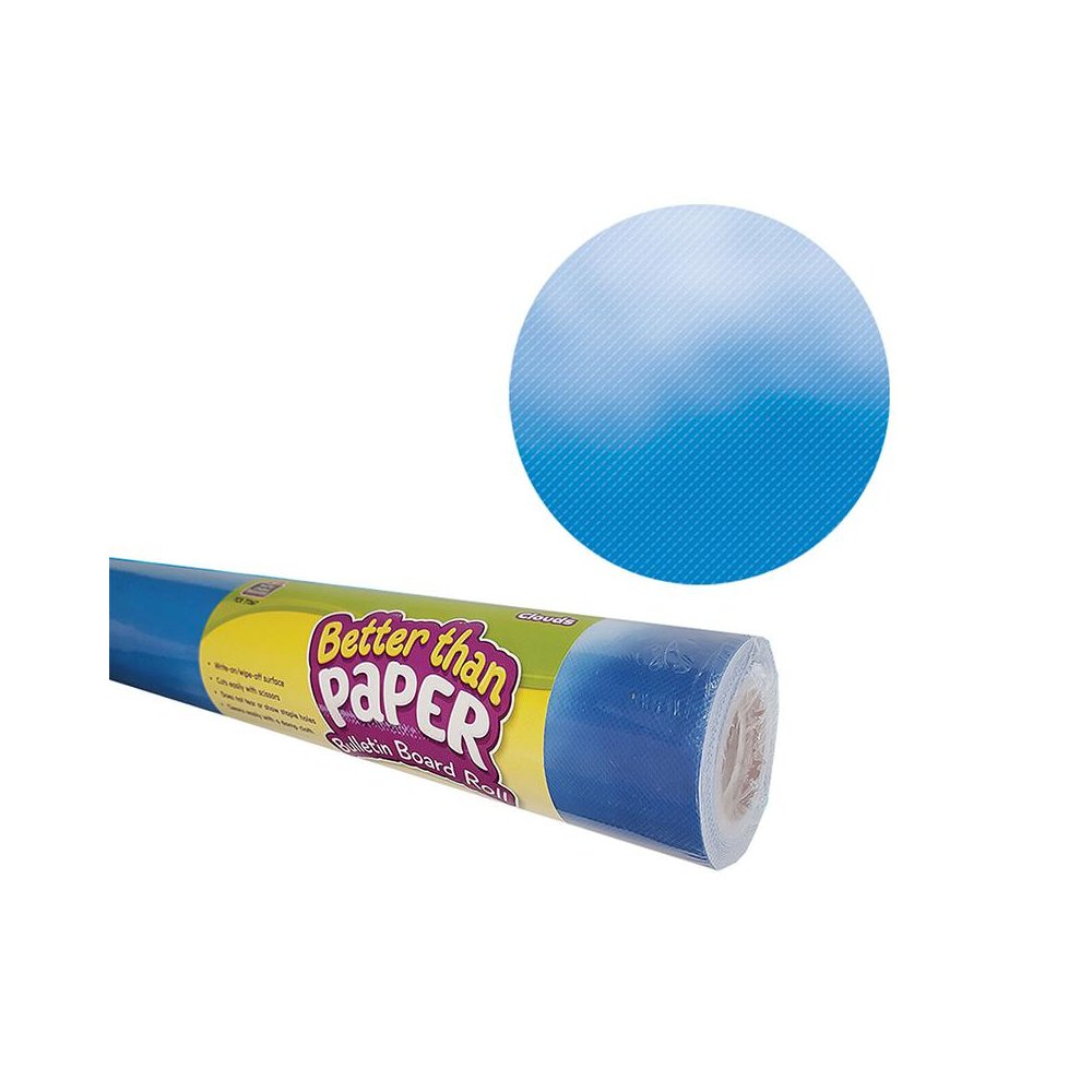 Better Than Paper Bulletin Board Roll, 4' x 12', Clouds, 4 Rolls. Picture 1