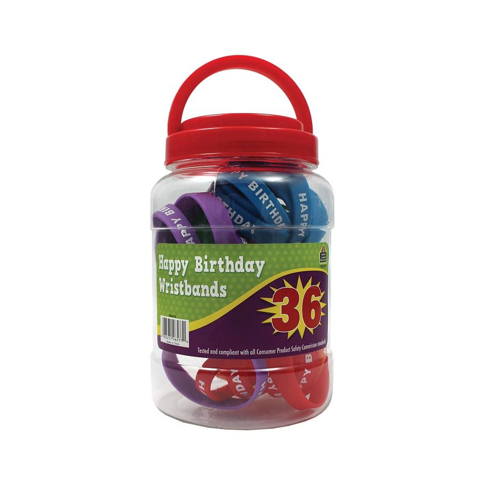 HAPPY BIRTHDAY WRISTBANDS JAR. Picture 1